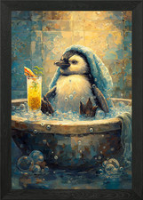 Penguin in Tub with Cocktail