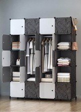 HOMIDEC Portable Wardrobe 12 Cubes Closet with 2 Clothes Hanging Rails, 14"x18"