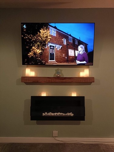 Floating oak mantel - floating, shelf