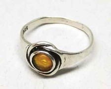 Vintage Mexican Fire Opal 925 Sterling Silver Flower Ring Sz O Hallmarked SG