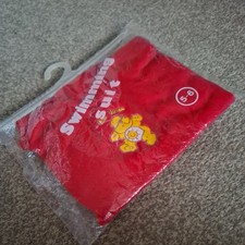 Vintage 80s Funshine Red Care Bears Kid Swimming Costume One Piece Swimwear 3-4 