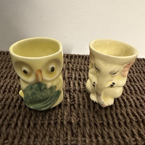 Pottery egg cups 1950s - cups,