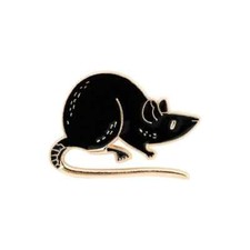 A Black Rat (Traffic Police) Enamelled Metal Pin Badge (30mm x 21mm)