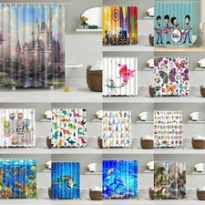 Waterproof Polyester Kid Bathroom Shower Curtain Print 180 x 180 With 12 Hook