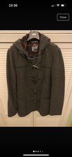 Gloverall Women's Duffle Coat Size 14 80% Wool Horn Toggle Hooded Charcoal New