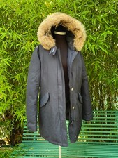 Woolrich Arctic Down Filled Parka Navy Blue with Real Coyote Fur Hood Size XL