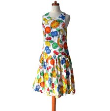 Vintage 90s Dress 50s Style Fruit Print Halter Neck Retro Rockabilly Boho 8