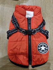 Warm Dog Coat Jacket New, Red  Fit Small or xs Dog Built In Harness Fleece Lined