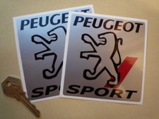 PEUGEOT Sport Silver Logo Car Stickers 4" Pair Race Rally racing 205 306 GTi