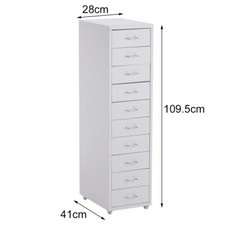 10 Drawer Metal Home Office Filing Cabinet Large File Storage Cupboard w/Castors