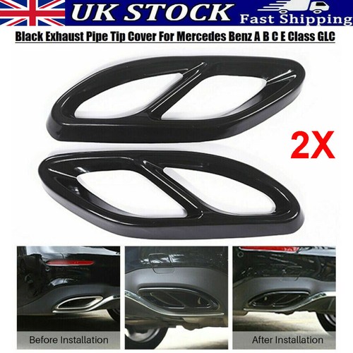 2xglossy black steel exhaust - black,