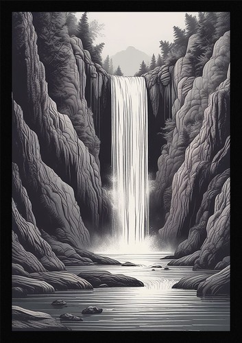 Waterfall beautiful framed - waterfall,