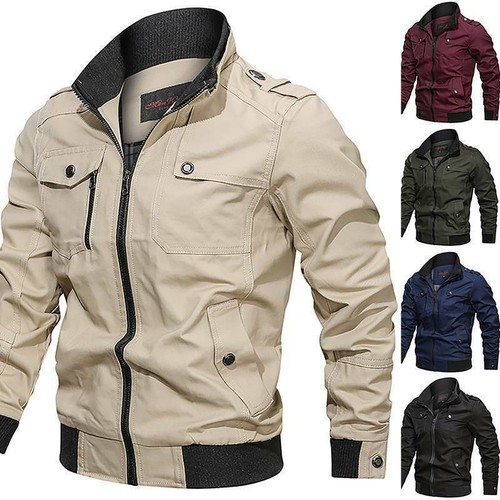 Men cargo military jacket - cargo, warm