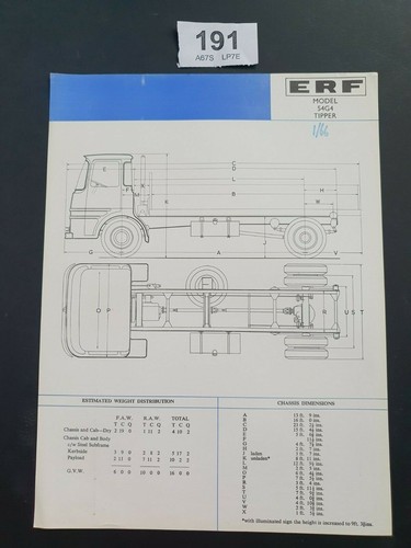 Erf model 54g4 tipper spec - tipper,