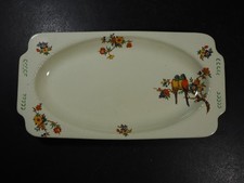 Vintage Staffordshire Pottery Sandwich Plate Parrots Flowers