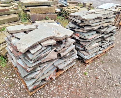 Green slate rockery patio - slate,