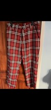 bnwt mens F9 flaming golf trousers red check  W36