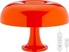 KUXEEY Mushroom Table Lamp for Bedside – Orange Vintage Lamp, USB LED Night Ligh
