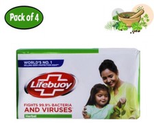 4 x 130g  Lifebuoy Herbal Soap Bar  World’s No 1 Selling Germ Production Soap