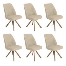 Set of 6 Beige Upholstered