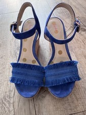 BODEN Electric Blue Laticia Spadrille Wedge Sandals - Suede - Size 37 / 4 - VGC