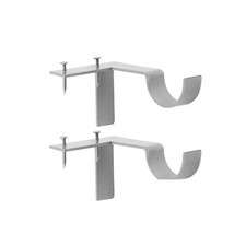 2 PCS Single Hang Curtain Rod Holders Bracket Into Window Frame Bracket Black