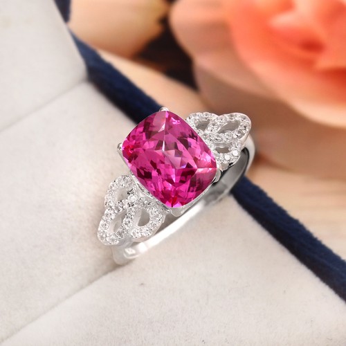 Pink sapphire cushion - pink, mm