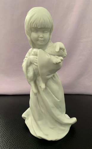 Kaiser girl holding lamb - kaiser, white