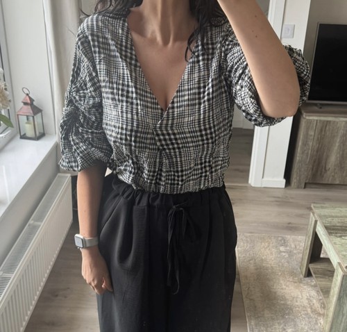 Zara check plaid puff - check,