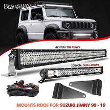 Roof 42" Bumper 20" LED Light Bar Mounts Brackets Wire Fit Suzuki Jimny 99-19