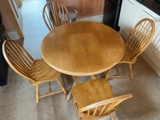 solid wood table and 4 chair set light oak mid century