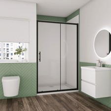 1850mm Height Matt Black Frame Sliding Shower Door 1000/1100/1200/1400mm