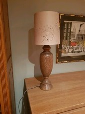 Handmade, Fumed, Part Limed Oak Table Lamp with Shade