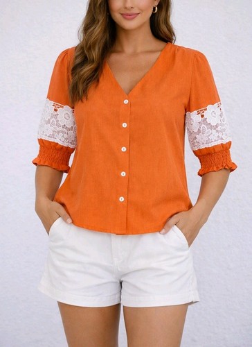 Linen look crochet puff - look,