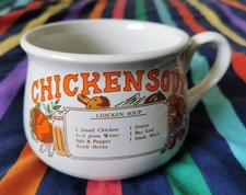 Vintage Retro 1970s Soup Mug with Handle 'CHICKEN SOUP RECIPE'