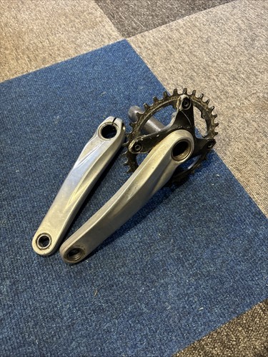 Silver shimano crankset - silver, xt