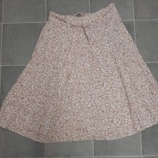 Damart Ladies Skirt Size Beige Brown Leaf pattern with belt Size 14