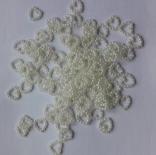 100 Ivory White Pearl Heart