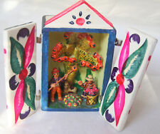South American Folk Art Retablo Shadow Box Prickly Pear / Cactus Farmer - Peru