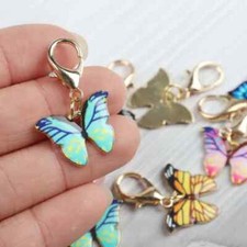 Enamelled Butterfly Keyring Zip Bag Bracelet Purse Charm Pendant Gift UK STOCK
