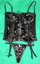 BLACK PVC BASQUE/CORSET &