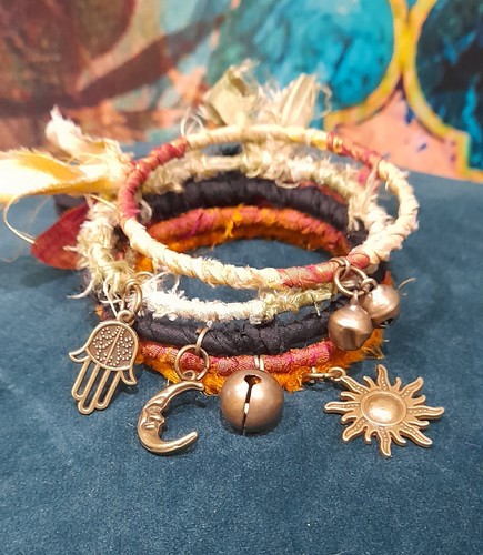 Upcycled sari wrapped bangle - sari,