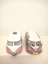 Volkswagen camper van trailing caravan salt and pepper set.