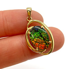 14 ct Gold Ammolite Slice Oval
