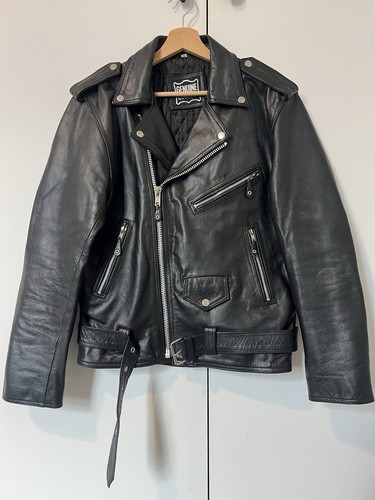 Men genuine black leather - genuine,