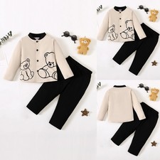 Kids Boys Bear Printed Long