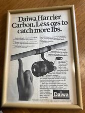 Vintage retro daiwa harrier 120m fishing reel framed advert for man cave