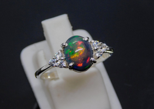 Natural black opal ring - opal, ring,