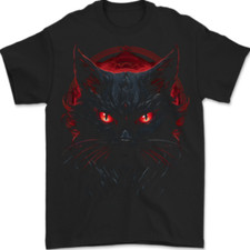 Satanic Cat Evil Halloween Mens T-Shirt 100% Cotton
