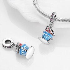 Coffee Tea Cup Saucer Bone China Love Heart Charm Sterling Silver 925